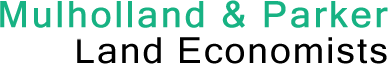 Mulholland & Parker Land Economists logo in green and black color