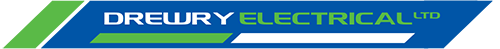 Drewry Electrical logo in green, blue, and white