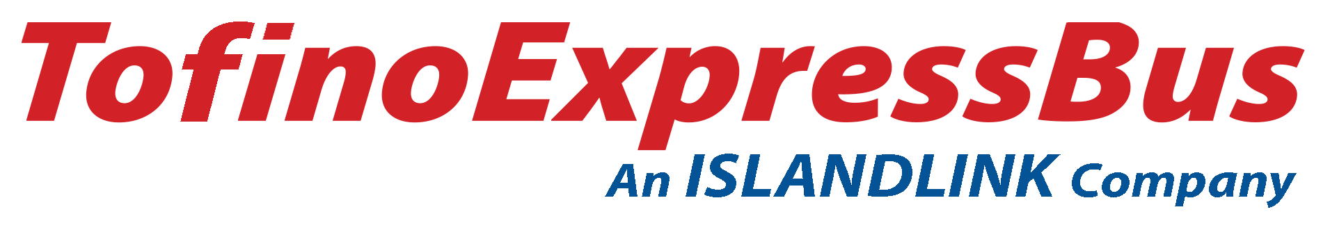 Tofino ExpressBus logo in red with text An ISLANDLINK Company below in blue