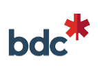 BDC logo in lowercase blue letters with asterisk symbol in the shape of red maple leaf